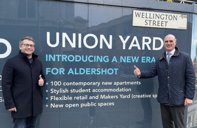 Leo with Council Leader Cllr Gareth Lyon at Union Yard