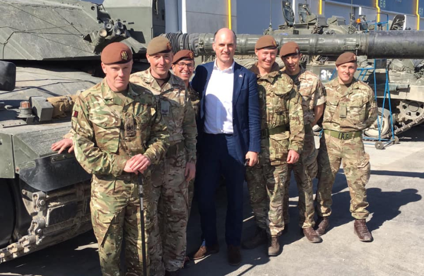 Leo with members of The King’s Royal Hussars.