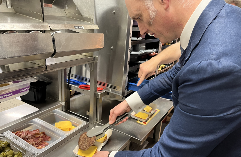 Leo making a McDonald's burger