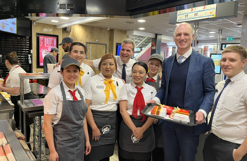 Leo with McDonald's staff