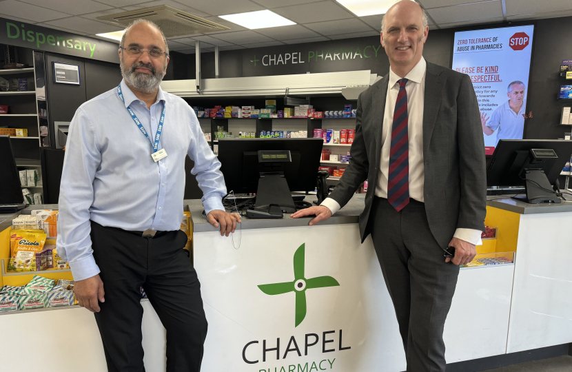 Leo with Mak at Chapel Lane Pharmacy