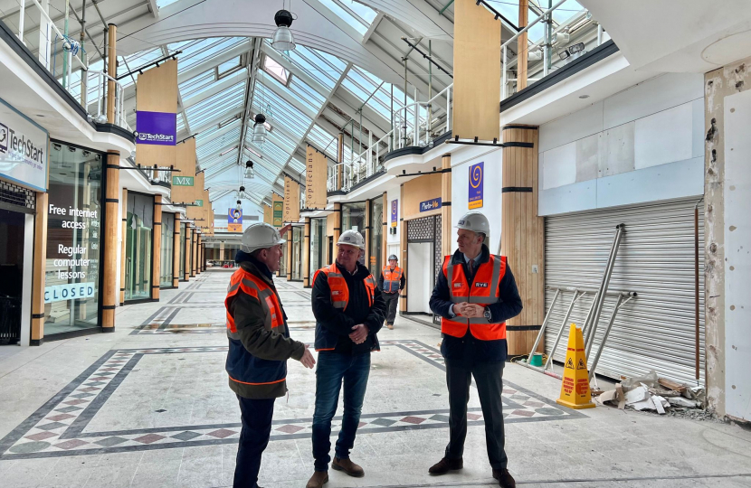 Leo pictured at the Galleries with Cllr David Clifford and the Rye Group