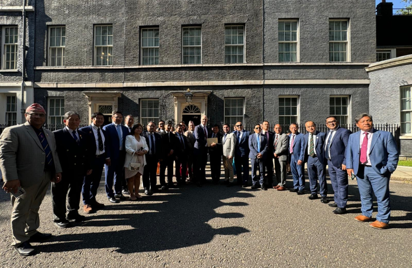 Leo with the Nepali community outside Number 10 Downing Street