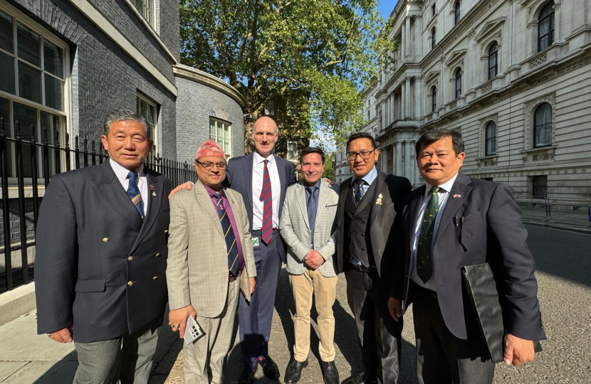 Leo with the Nepali community outside Number 10 Downing Street