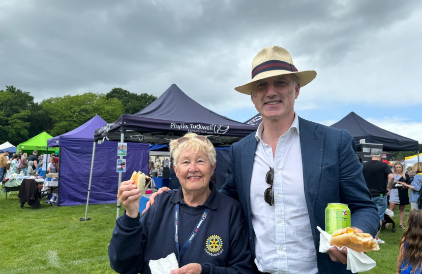 Leo with Diane Bedford, Rotary Club member and former Rushmoor Borough Councillor