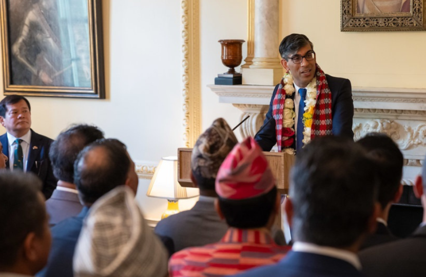 PM Rishi Sunak talking at Nepali event in 10 Downing Street.