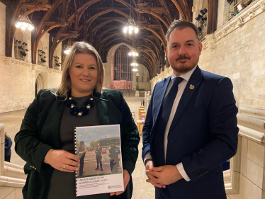 Hampshire Police and Crime Commissioner Donna Jones and her deputy Terry Norton with the Law and Order Survey report in HOC